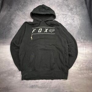 Vintage Y2K Fox Racing Black Pullover Hoodie Mens L Motocross Streetwear